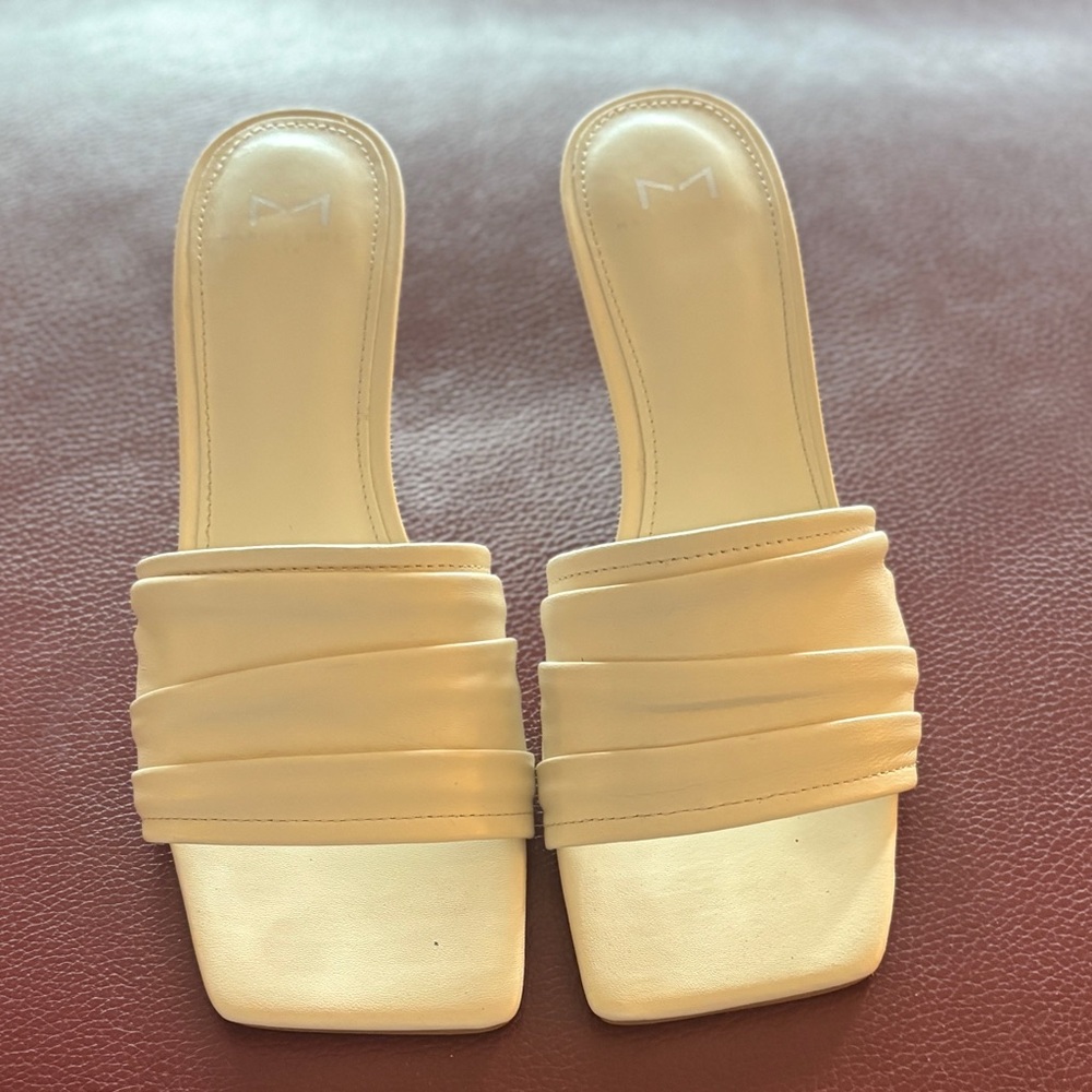 Marc Fisher Cream Women's Leather Mules